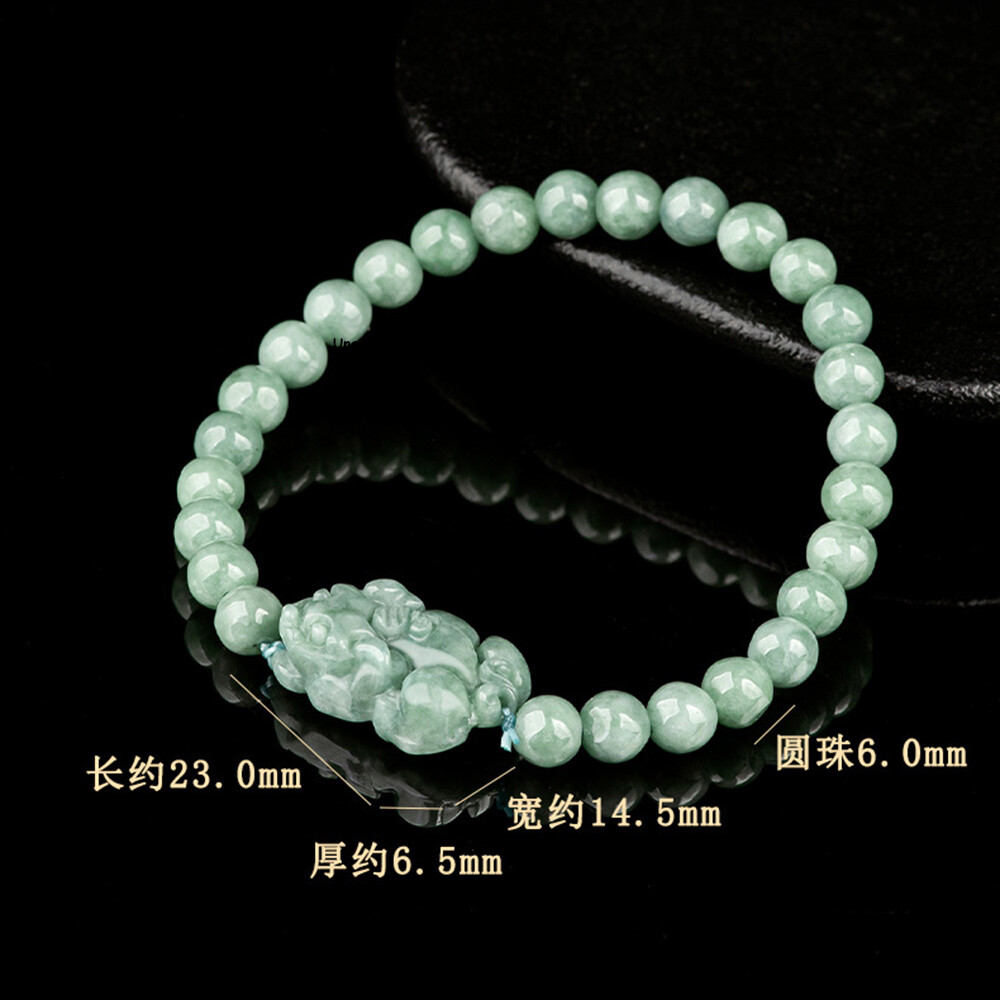 Real Grade A 100% Natural Green Jade Jadeite Men Women Lucky Pixiu Beads