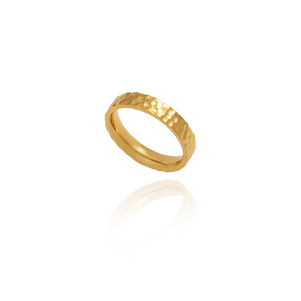 Woman 18k Gold Plated Stainless Steel Texture Band Ring 6-9