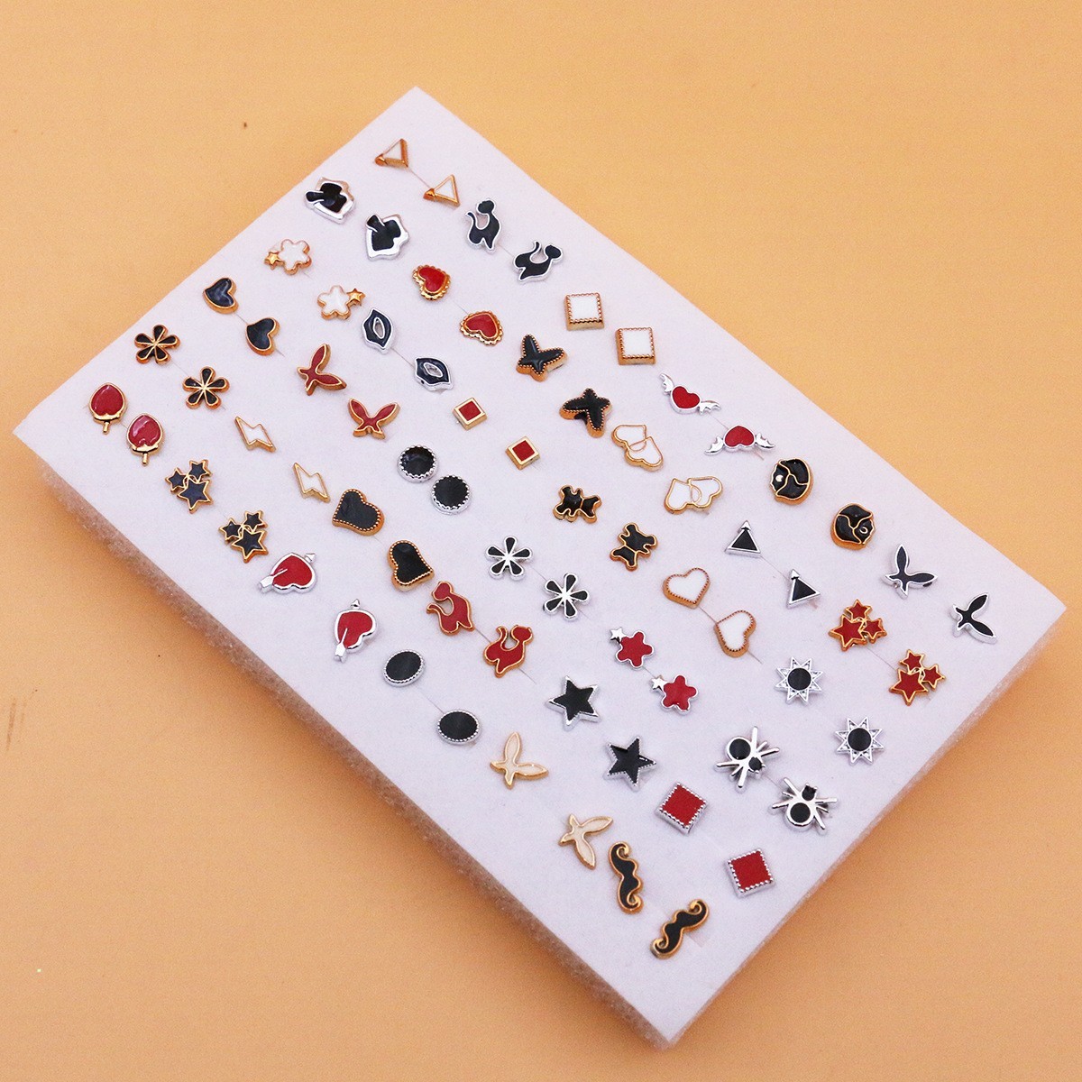 36 Pairs Mixed Color Flower Cartoon Enamel Stud Earrings Set Plastic Resin