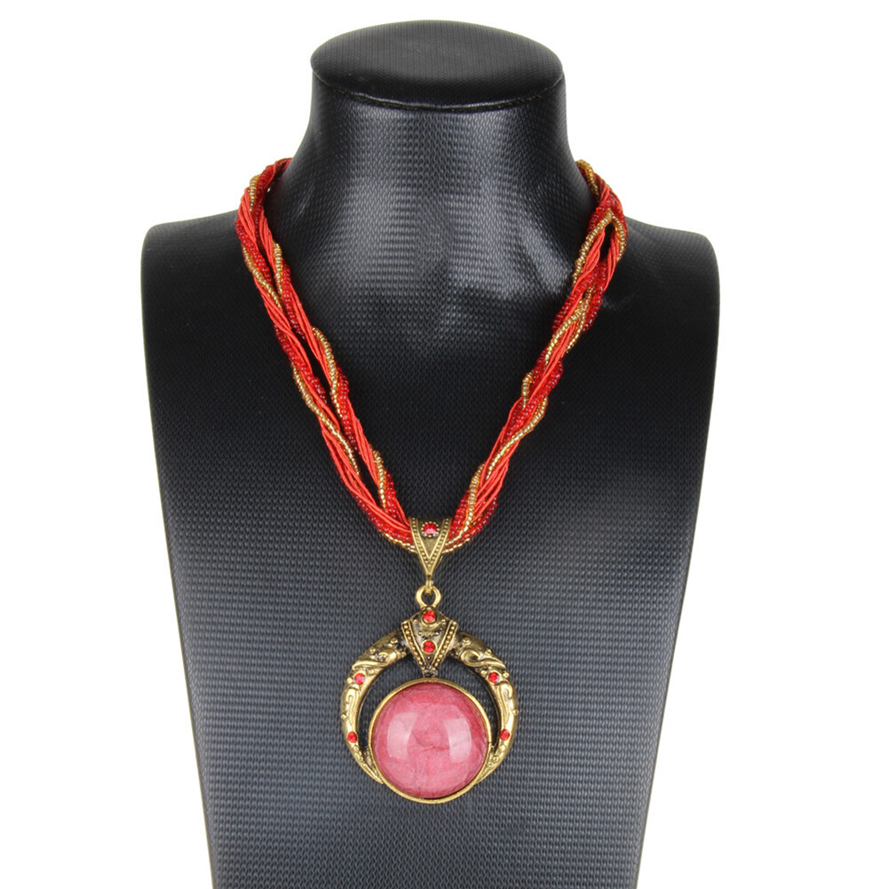 Women Lady Retro Vintage Bohemian Necklace Rope Chain Rhinestone Pendent Jewelry