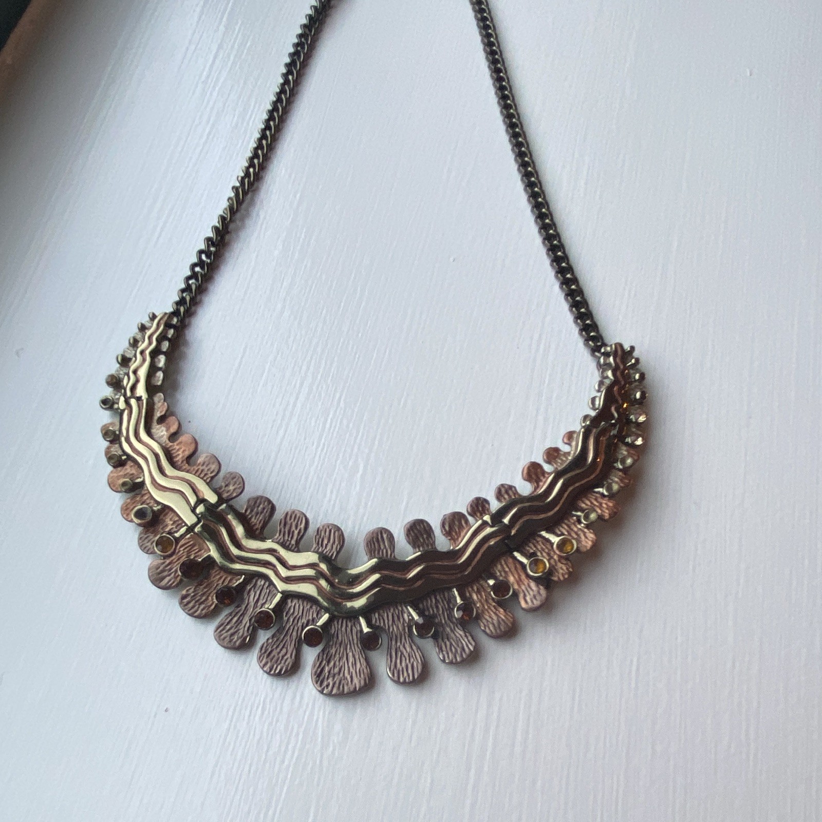 Gold/Silver Tone Metal Snake Chain Layered Bib Necklace, Lobster, Bohemian