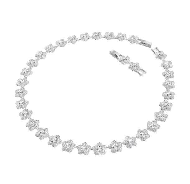 Ariana Grande x Swarovski necklace Round cut, Flower, White, Rhodium plated