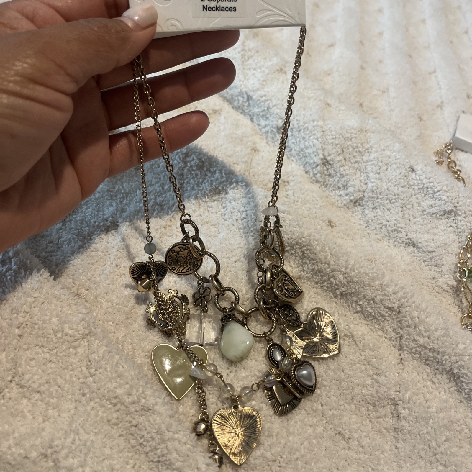 2 separate Chico’s Gold-Tone Beaded Charms Necklace 14-17 in