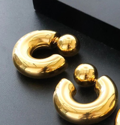 25mm Jenny Bird Puffy Statement Hoop Earrings Chic Women Party Vacation Jewelry