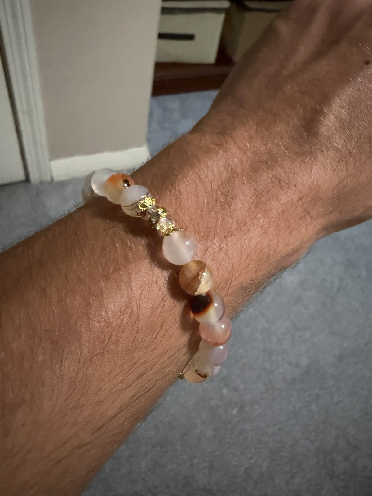 Flower Agate Crystal Bead Bracelet