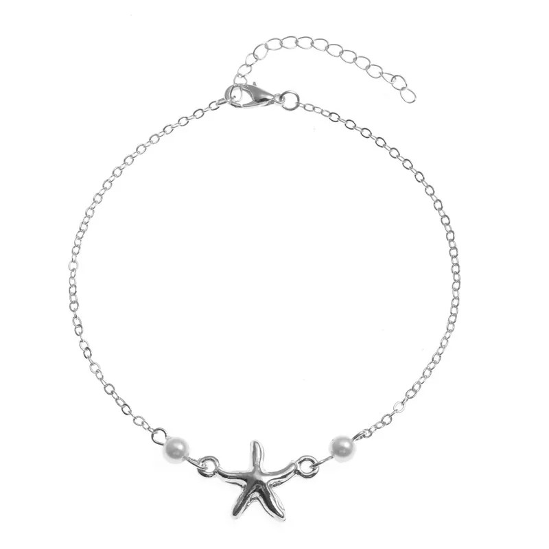 Trendy Gold Silver Color Pearl Star Accessory Anklets for Women New Sexy