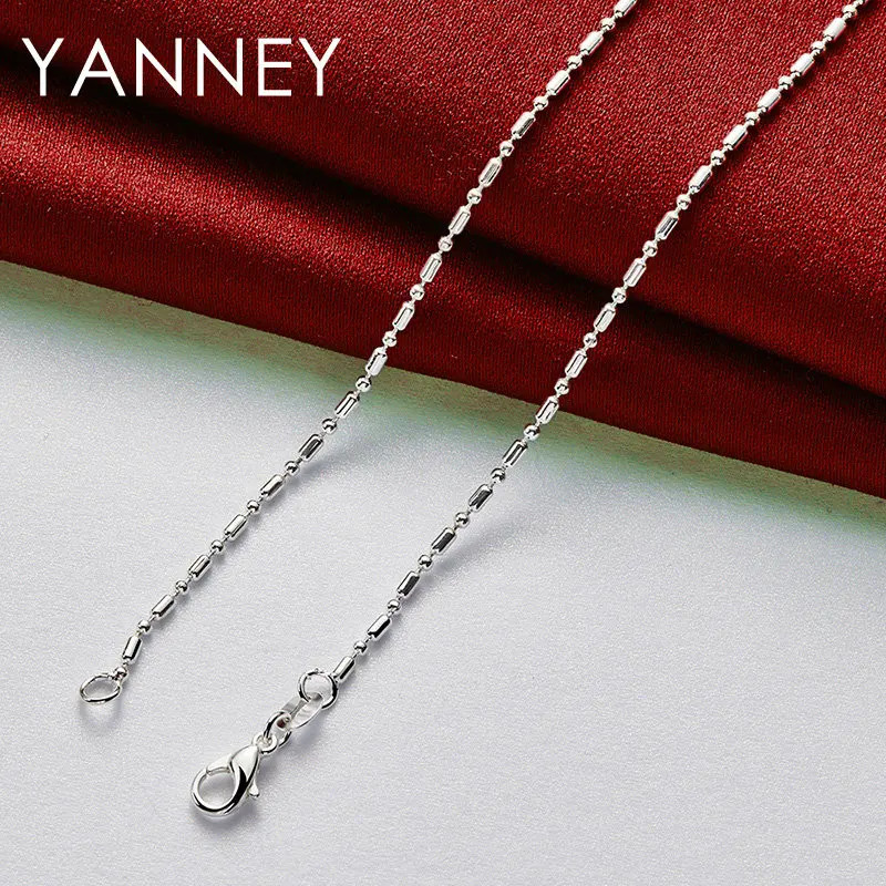 Original Sterling Silver 16-30 Inches Bamboo Chain Necklace For Women Men.