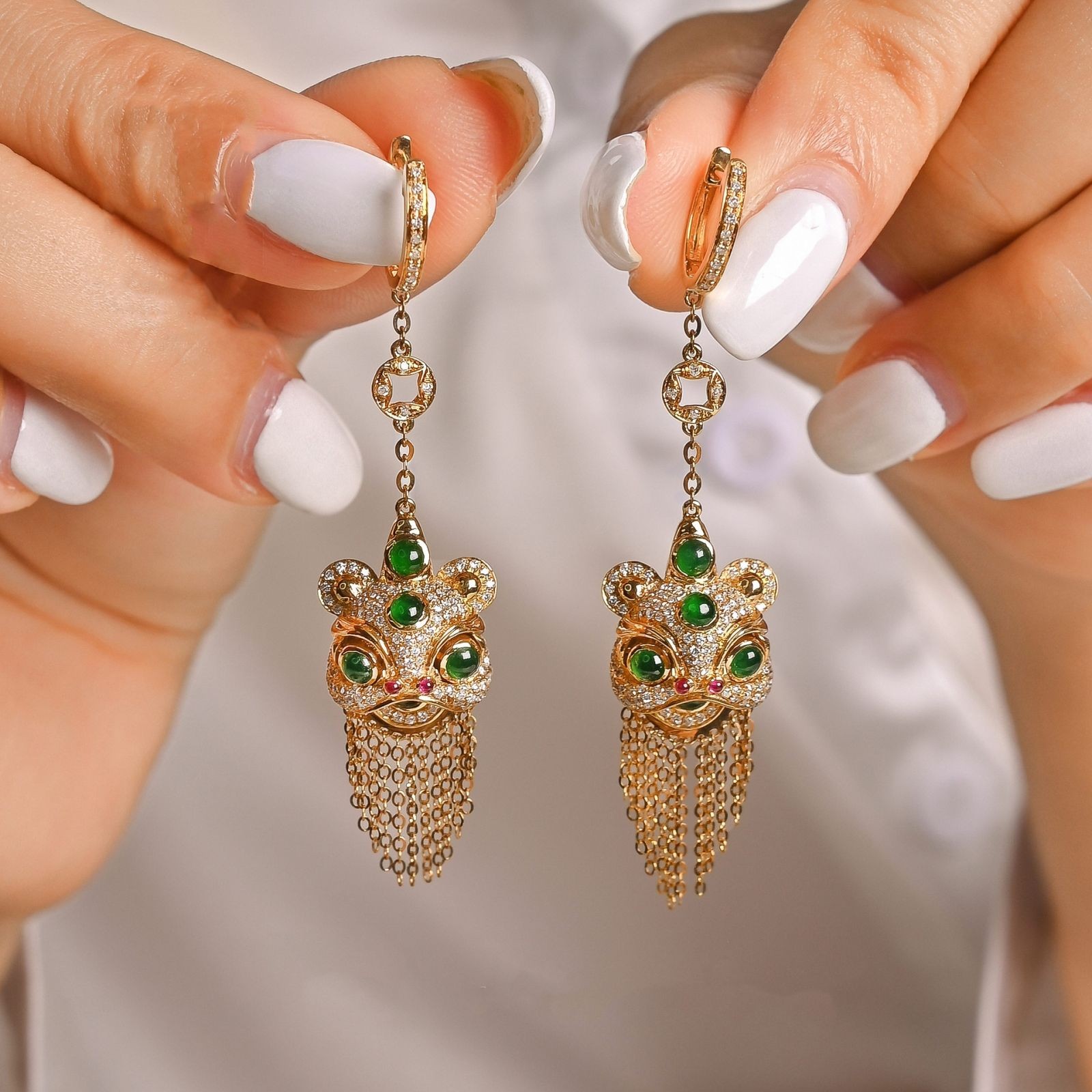 New Chinese Lion Tassel Earrings