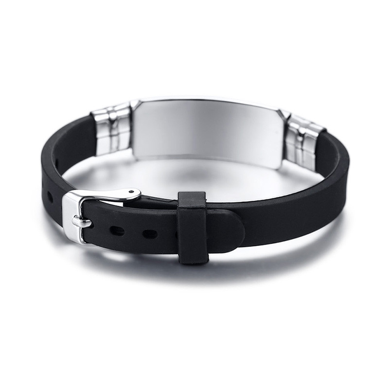 Free Engraving Medical Alert ID Women Men Kids Bracelet Black Silicone Wristband