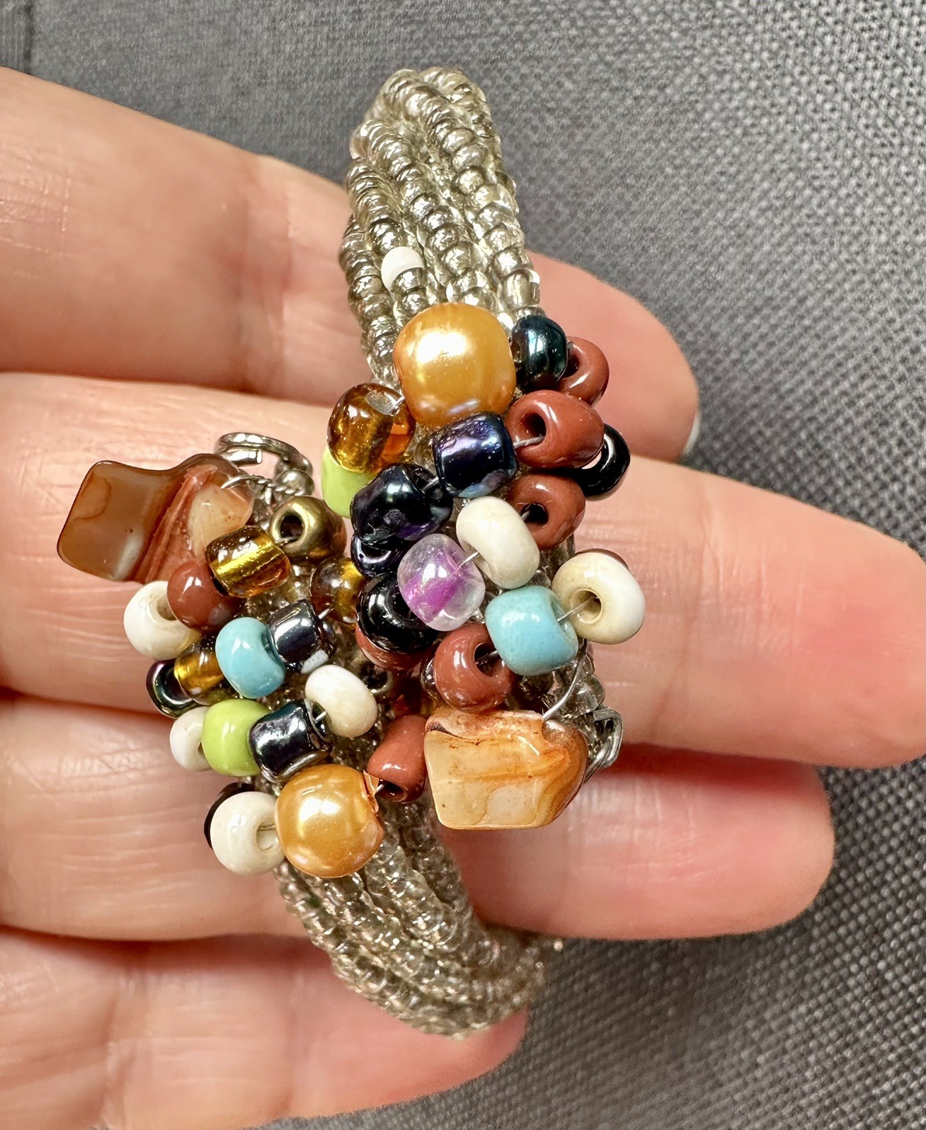 2x Tiger’s Eye Citrine Cuff Bracelet & handmade glass Bracelet Set Of 2