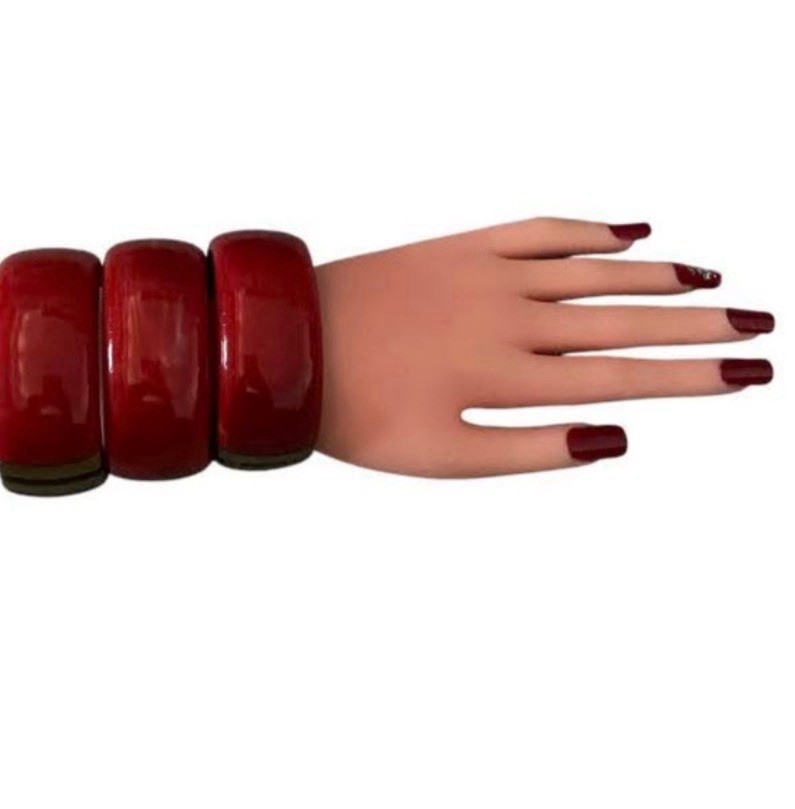 Premier Designs Piper Resin And Wood Hinged Bangle(Set Of 3) 7.25in