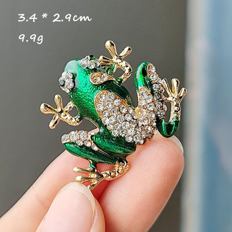 Fashion Lovely Crystal Rhinestone Frog Brooch Pin Women Sweater Badge Jewelry