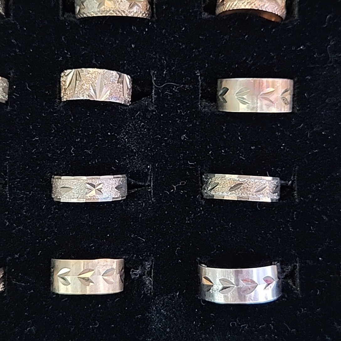 Band Ring Lot of 29 18K Heavy Gold Electroplate Various Sizes 4 to 8 HAVE WEAR