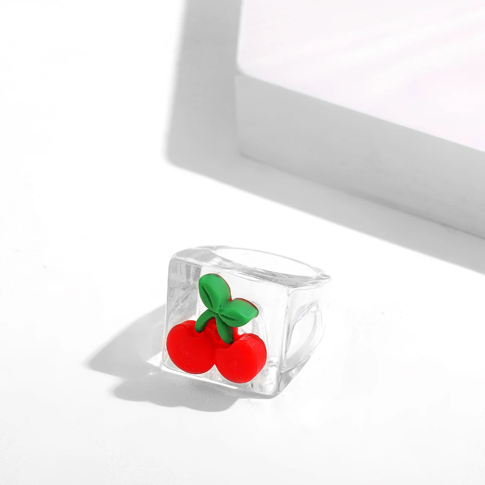 Resin Chunky Ring Geometric Square Round Knuckle Bold Band Women Jewelry