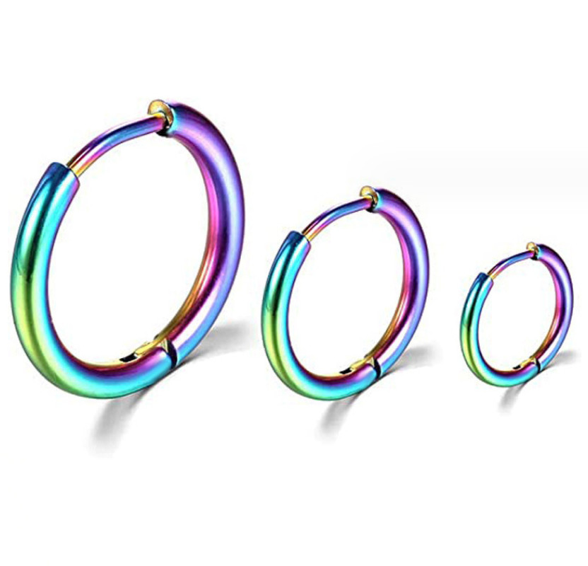 2Pcs Men Women Stainless Steel Huggie Earrings Cartilage Lip Piercing Nose Hoop
