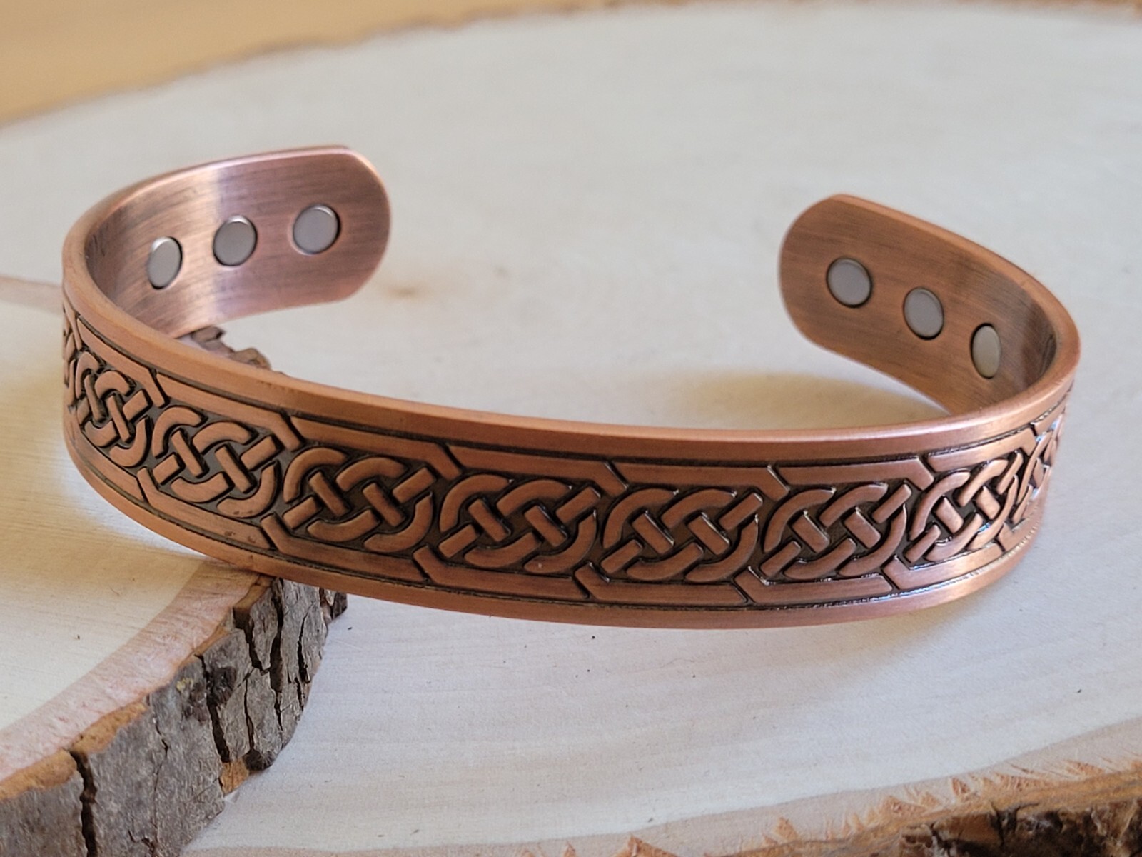 Pure Copper Magnetic Bracelet Arthritis Pain Therapy Energy Cuff Celtic Design