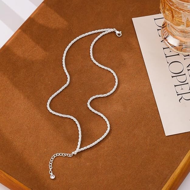 14K Gold/Silver Layered Anklets for Women – Waterproof Sparkly Beach Jewelry