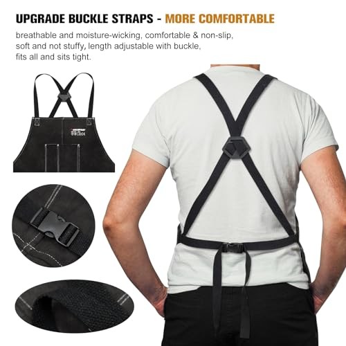 Welding Work Apron 24″ X 36″ Heat Flame Resistant Cowhidesmith Leather Black