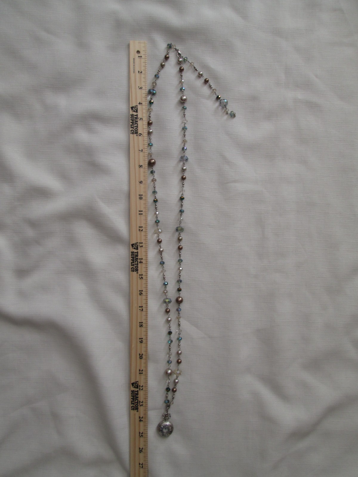 ART BY AMY LABBE UNIQUE BEADED WATCH CLOCK NECKLACE