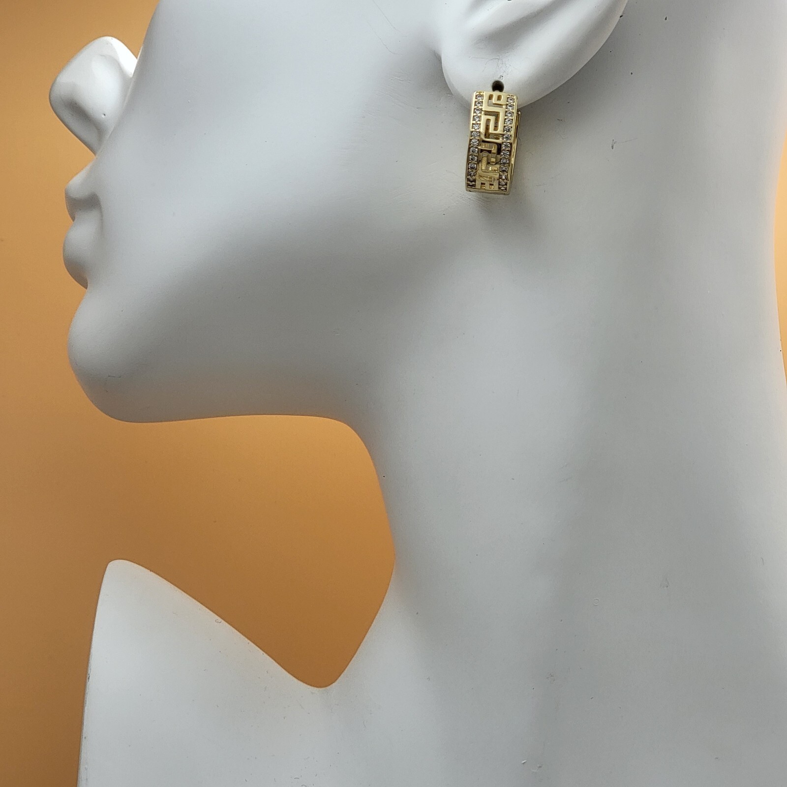 14K Yellow Gold Silver Plated Round Cut Simulated Diamond Women’s Hoop Earring