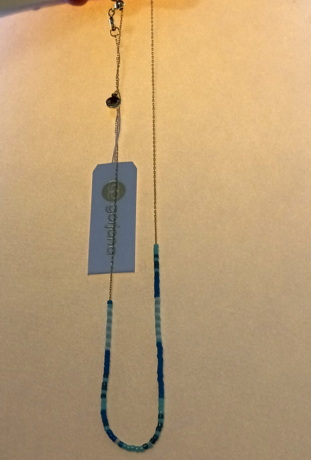 Gorjana Blue Beaded Necklace Gold-Tone Cable Chain Lobster Closure Adjustable