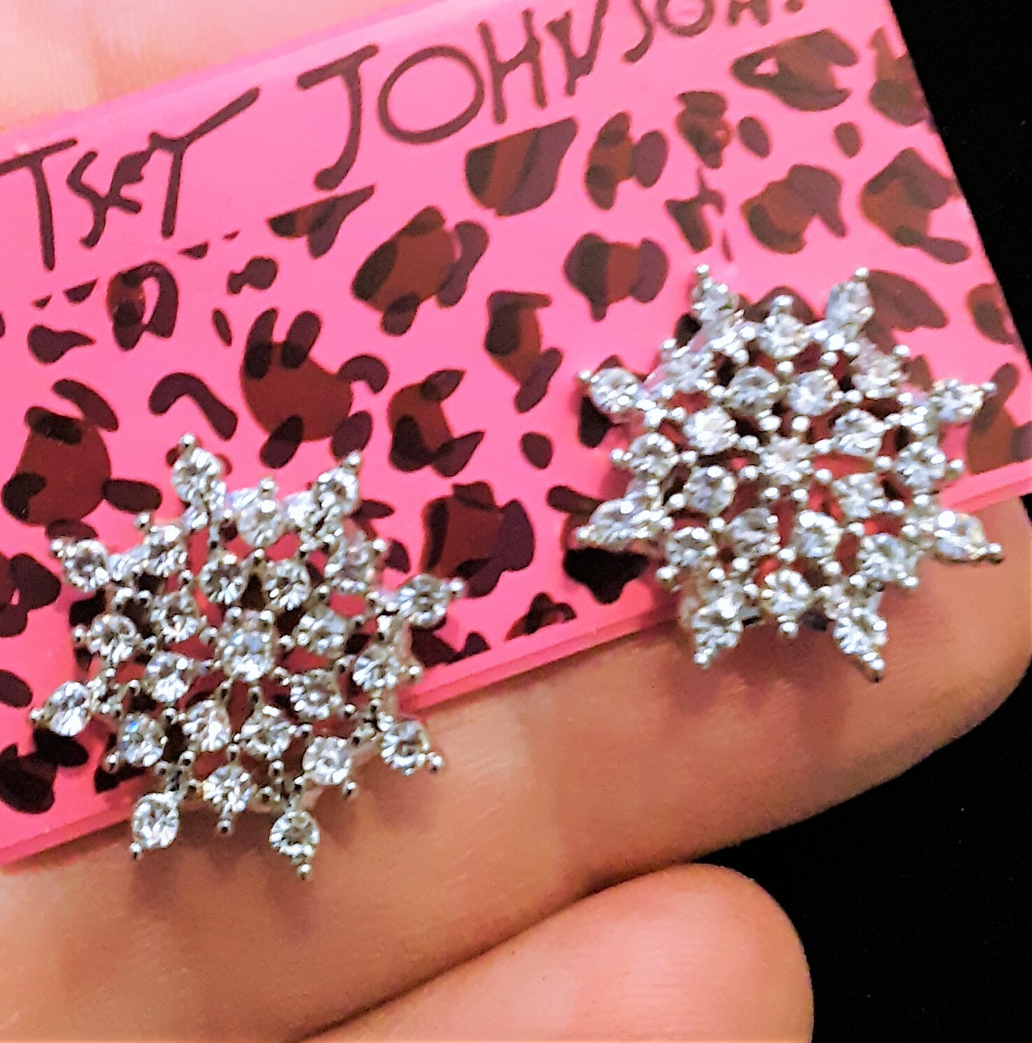 Sparkling STAR Rhinestone SNOWFLAKE Merry Christmas Betsey Johnson Earrings qt+2
