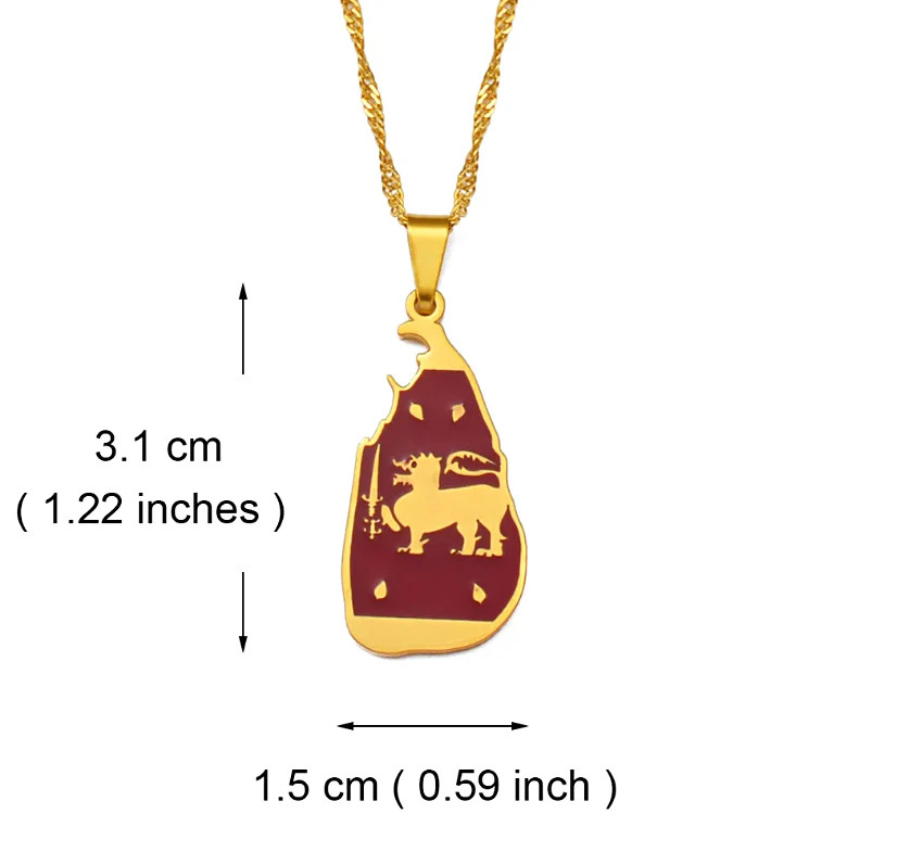 Sri Lanka Map Flag Pendant Necklace