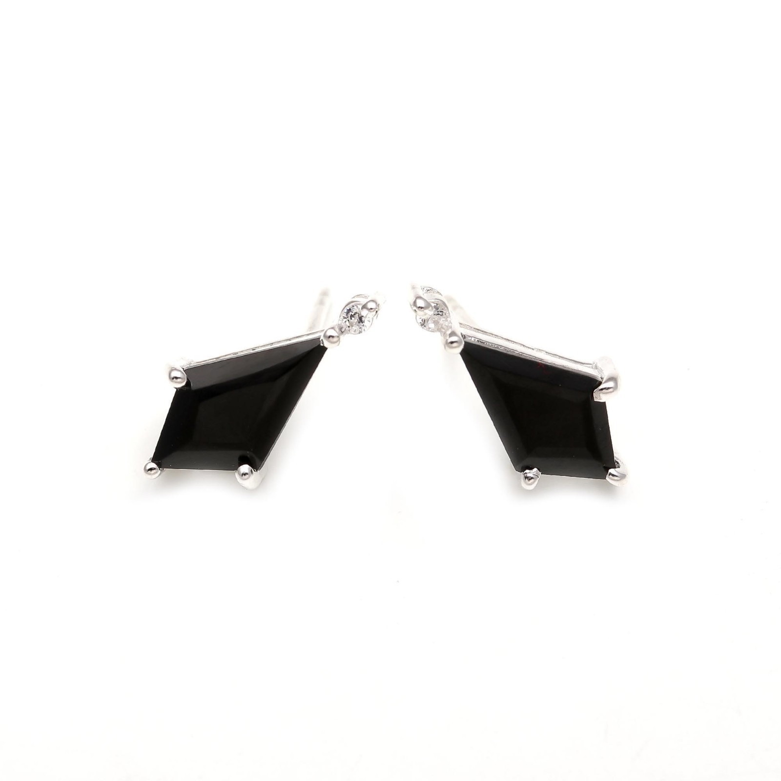Natural Black Onyx Kite Stud Earrings 925 Sterling Silver Jewelry Birthday Gift