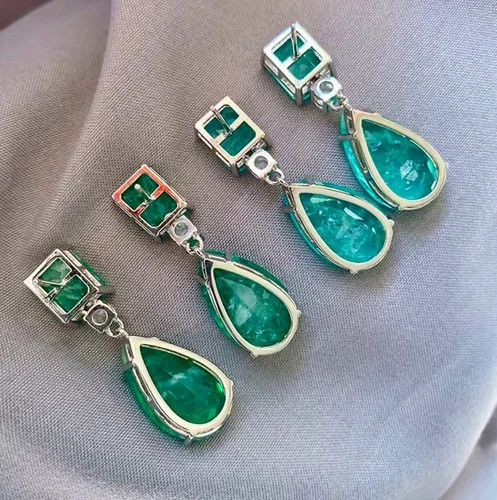 8 CTW Paraiba Tourmaline Drop Earrings Wedding Jewelry Gift 18K Platinum Plated