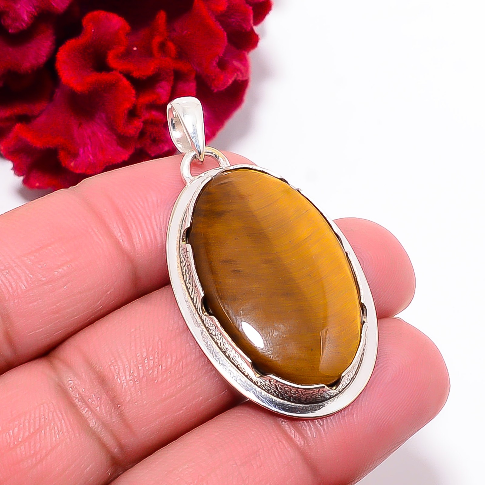 Yellow Tiger Eye – South Africa 925 Sterling Silver Pendant 1.79″ P102059
