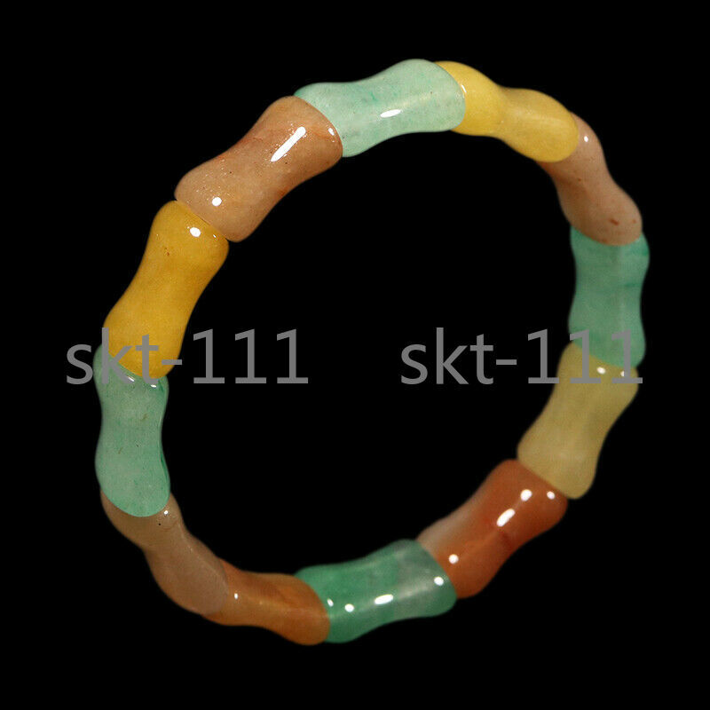 8″ Grade A 100% Natural Yellow Brown Green Jade Bracelet Bangle Aventurine