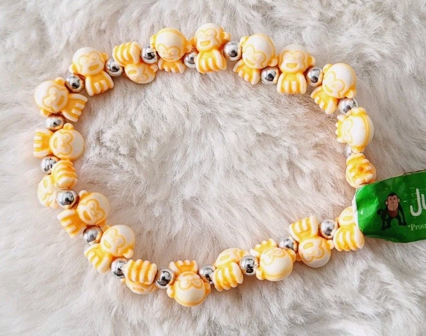 Junglzz Turtlzz Orange Monkey Bead Stretch Bracelet Kids Small Adults NEW