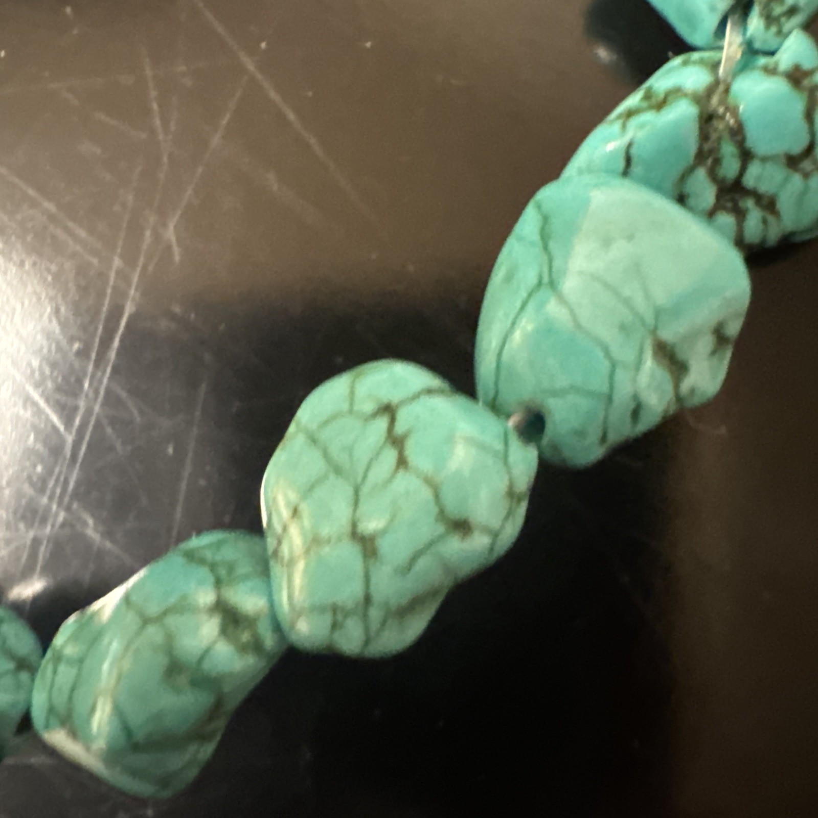 Block Turquoise Tie Back Necklace