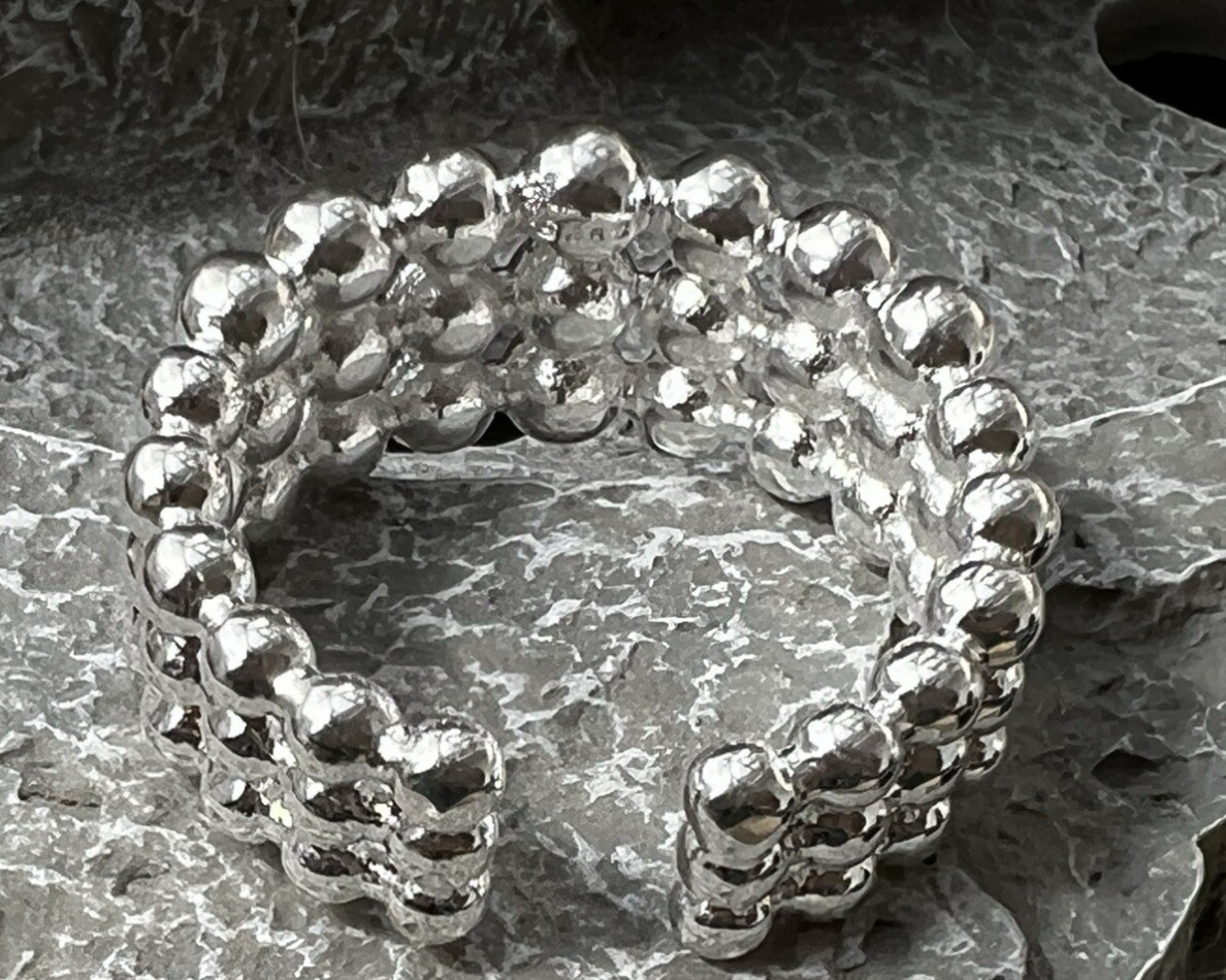 3 Tier Bubble Ball Ring Open Size No Silver Stamp? Selling As Costume Jewellery!