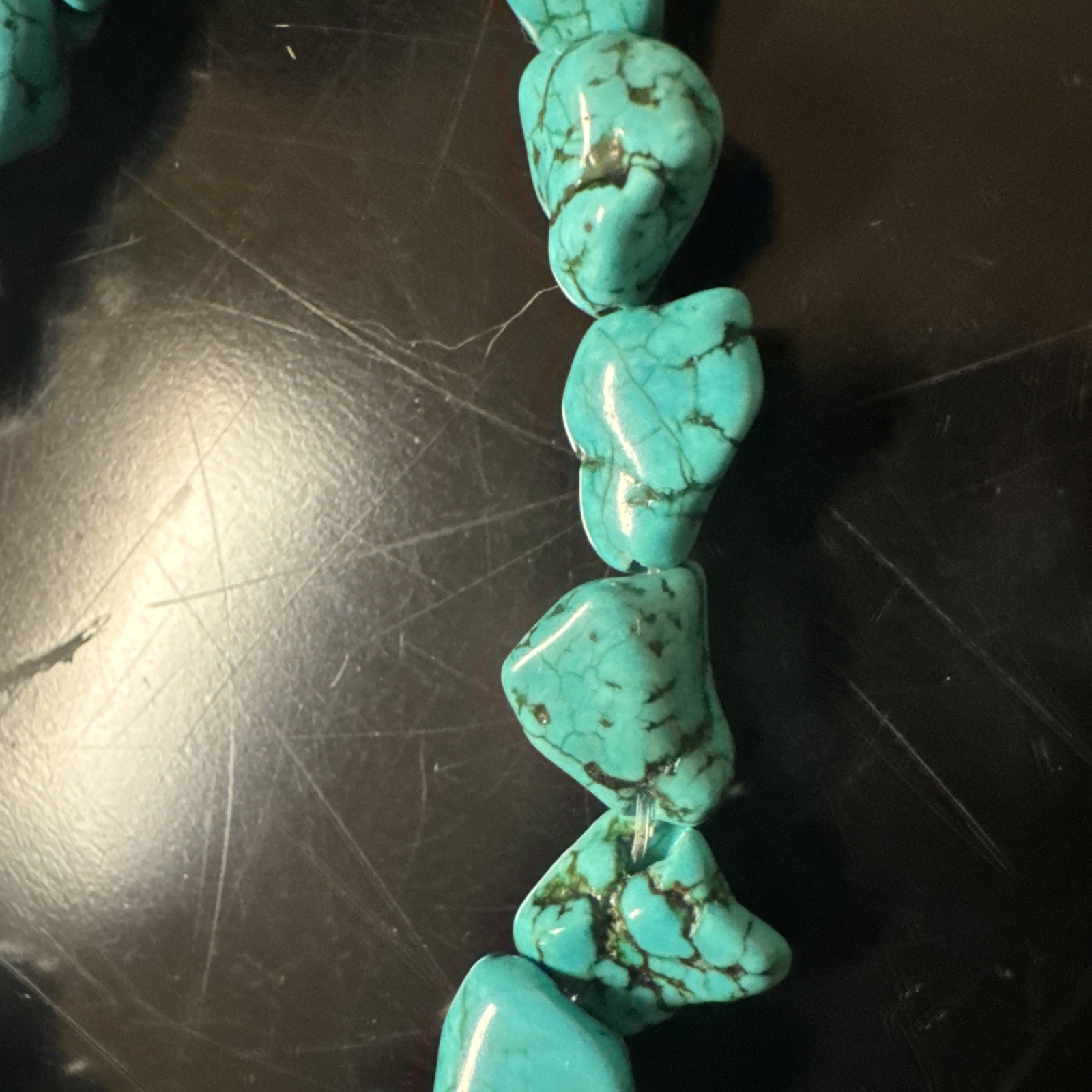 Block Turquoise Tie Back Necklace
