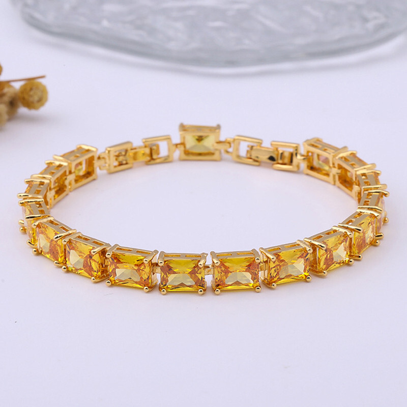 New Handmade Women Party Xmas Jewelry Gifts Yellow Citrine Gems Bracelets Gold