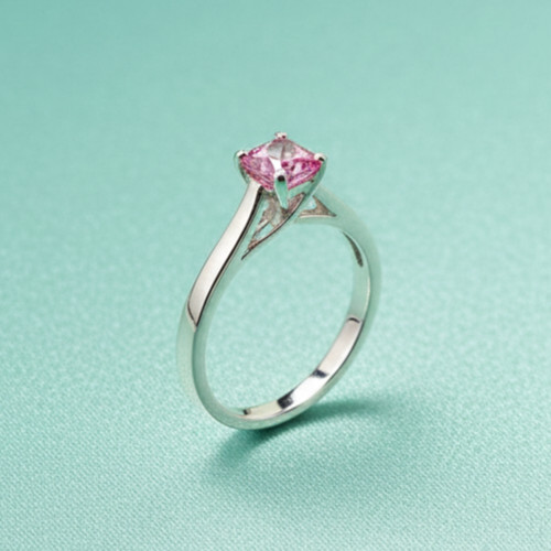 Elegant Simulated Pink Tourmaline Engagement Ring 925 Sterling Silver All Sizes