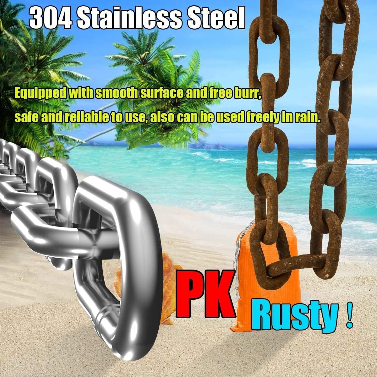 6.5ft Stainless Steel Chain for Home Outdoor Camping