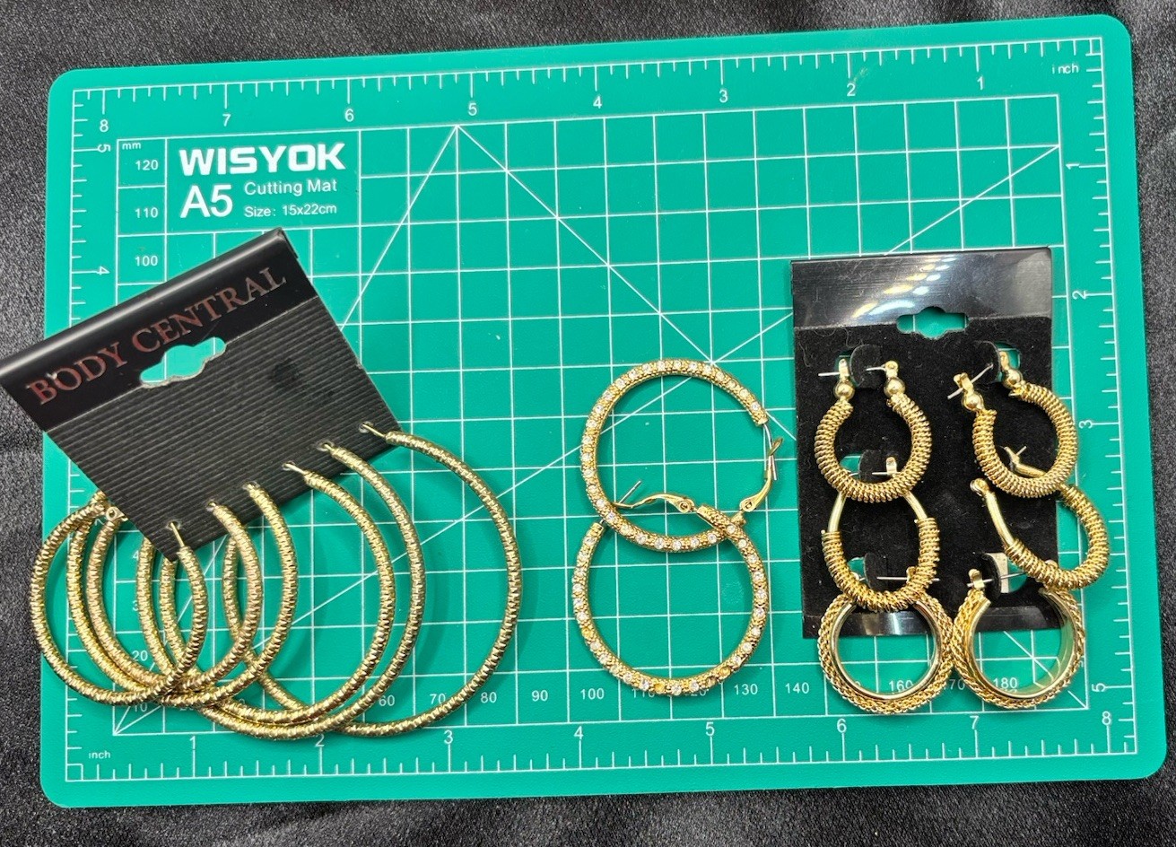 Hoop Earrings Lot Gold Tone Twisted Textured 8 Pair