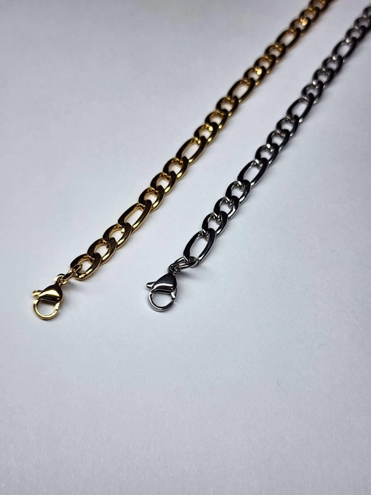 Gold Plated Stainless Steel Figaro Chain Bracelet 5mm Unisex Hip Hop Jewelry Men