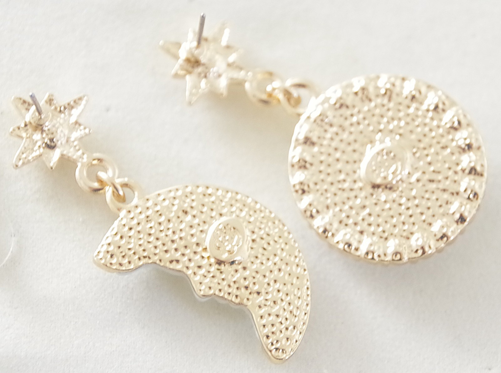 2″ KIRKS FOLLY WHITE SEAVIEW MOON FACE CRYSTAL RHINESTONE DROP DANGLE EARRINGS