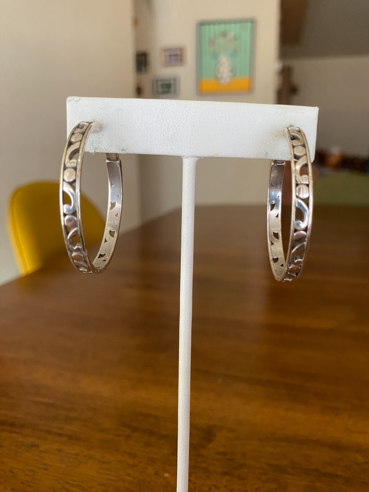 Brighton Contempo Large Hoop Earrings Silver Tone 1.5″ Long