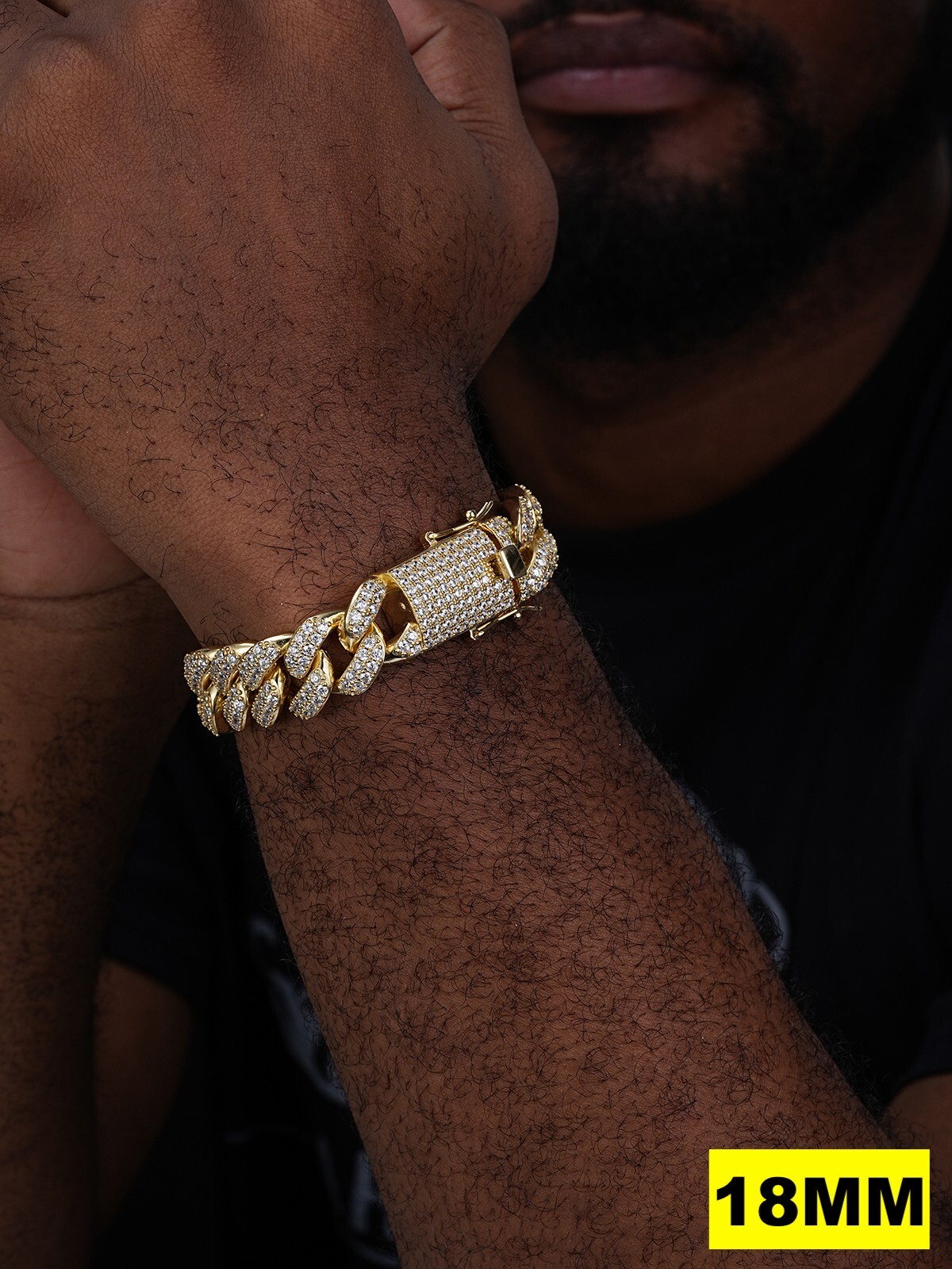 Real Miami Cuban Link Bracelet MOISSANITE 14k Gold Plated 925 Sterling Silver