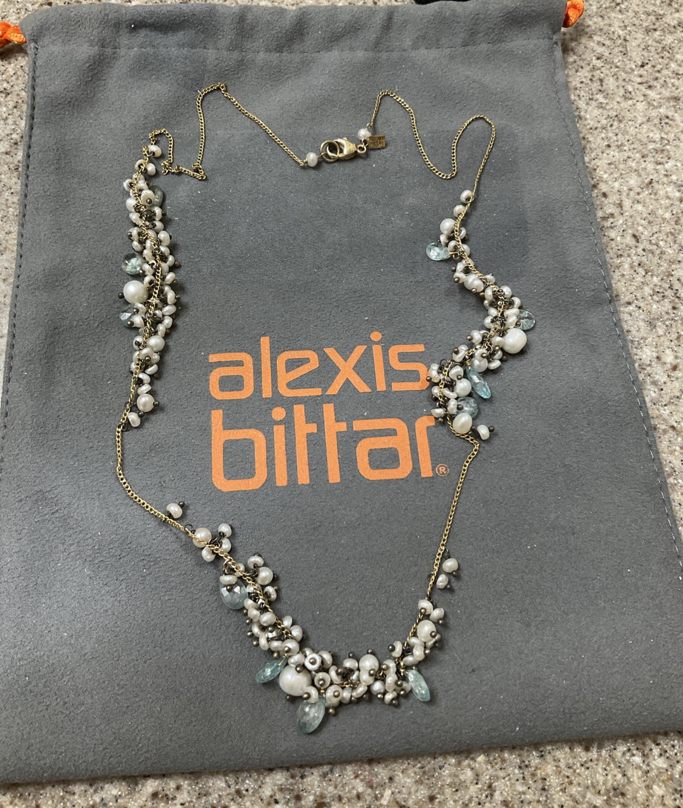 Alexis Bittar Pearl & Other Gemstone Earrings & Matching Necklace Set