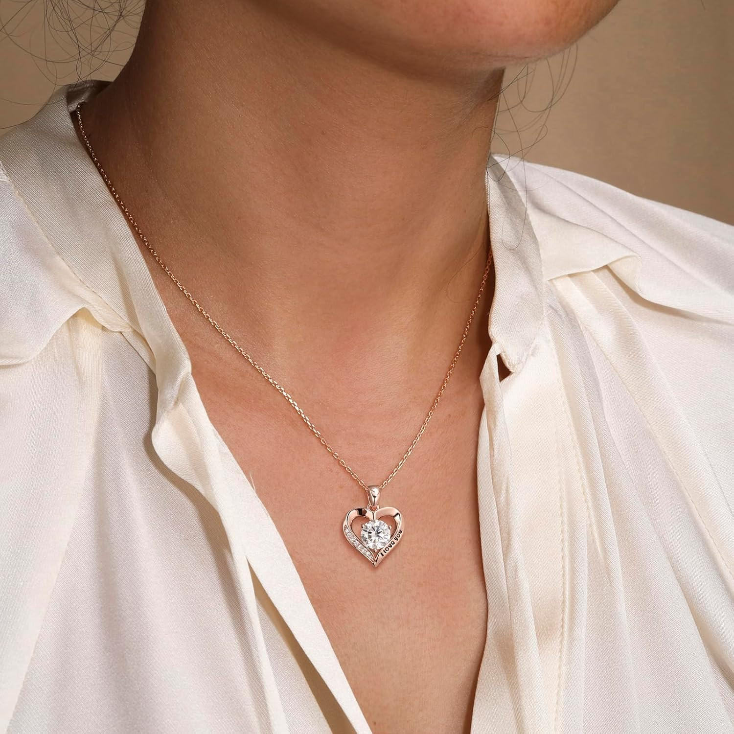 18K Gold Plated Moissanite Heart Cross Necklace for Women Anniversary Birthday G