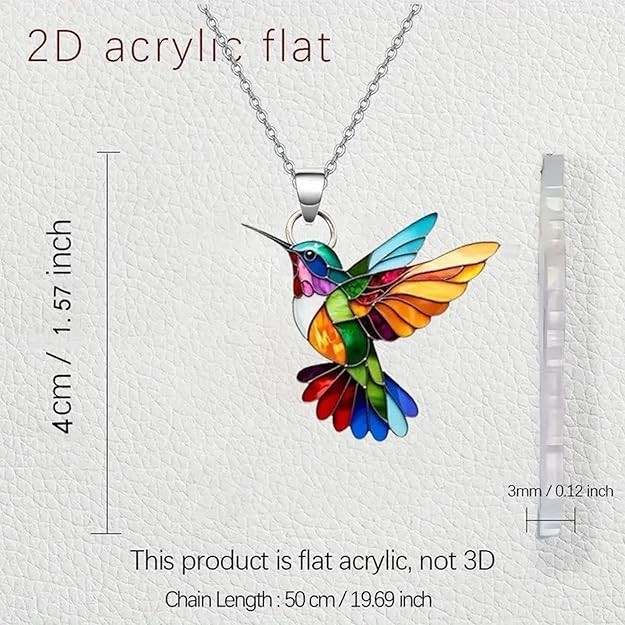 Colorful Hummingbird Necklace 2D Hummingbird Necklace Bird Necklace For Women