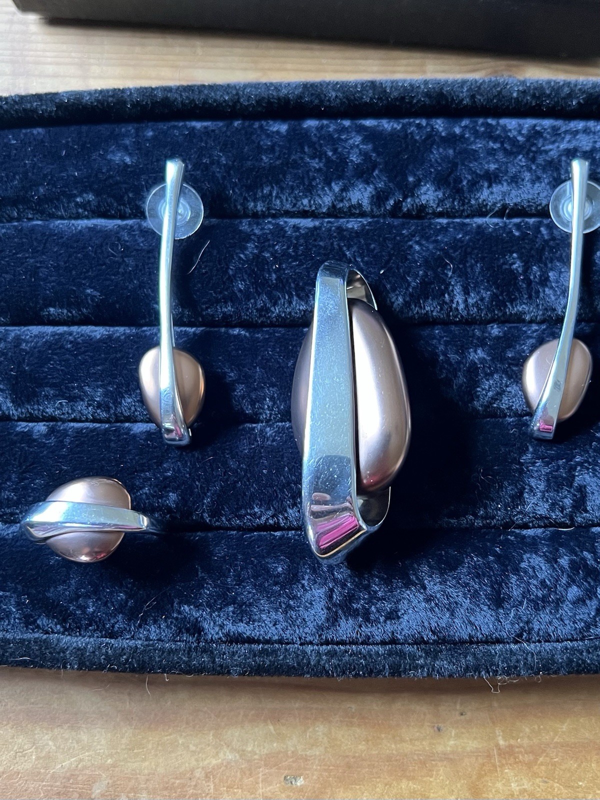 Retro Italian Designer Breil Set . Stainless Steele Pendant/ring/earrings.
