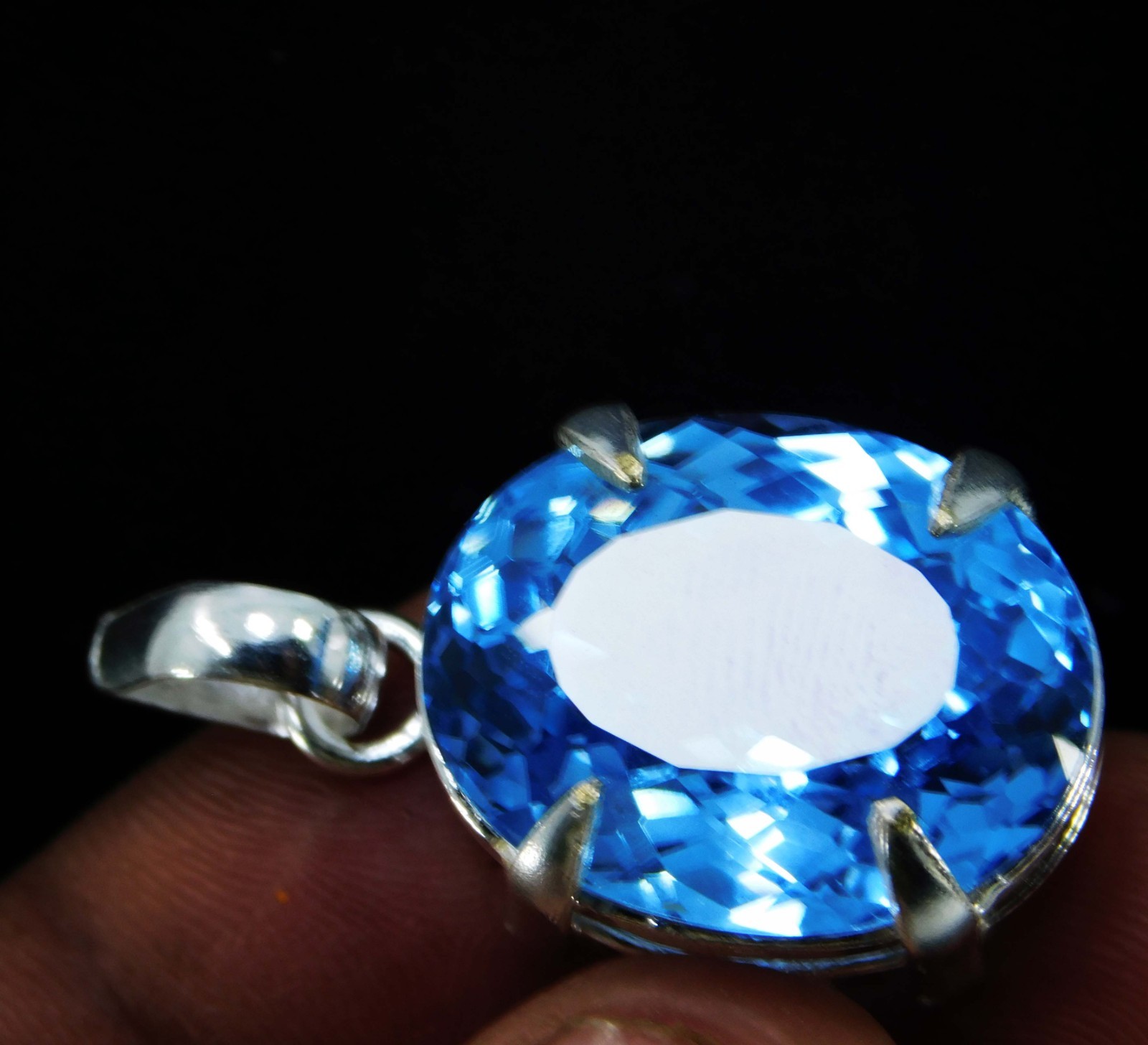 Natural 55.30 CT Certified Blue Sapphire Loose Gemstone Pendant 925 Solid Silver