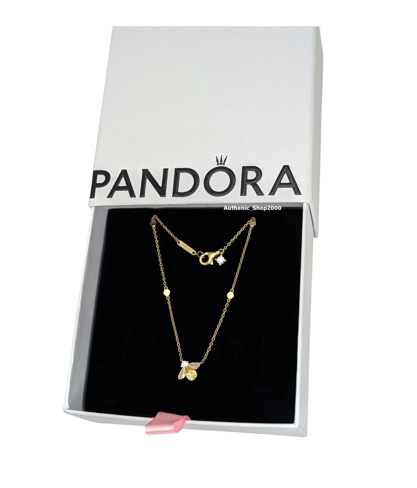 NEW 100% Authentic PANDORA 14k Gold Yellow Honey Bee Pendant Necklace 364560C01