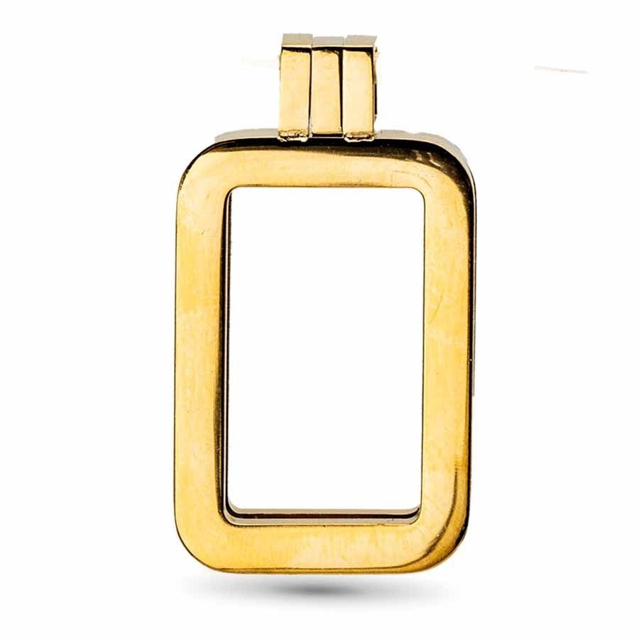 Gold-Plated Stainless Steel Plain-Front Bezel 5 gram Pamp Gold Bar 22.1mm 13.1mm